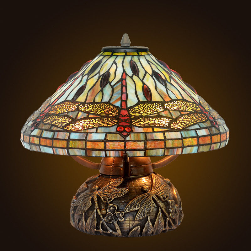 Dragonfly Stained Glass Copper 2-Light Table Lamp