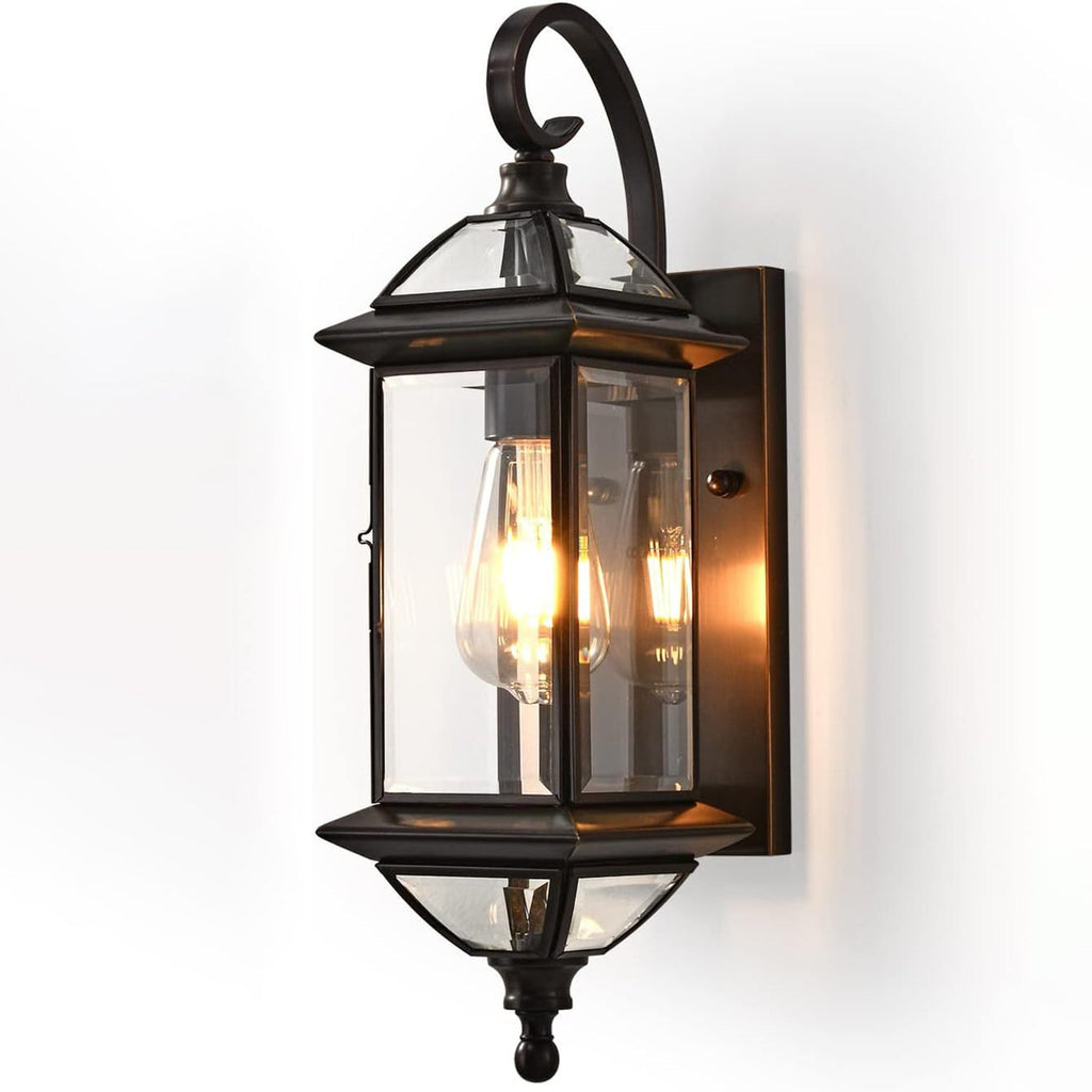 Copper Glass Lantern Patio Outdoor Light
