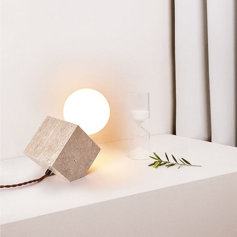 Nostalgic Yellow Travertine Inclined Table Lamp