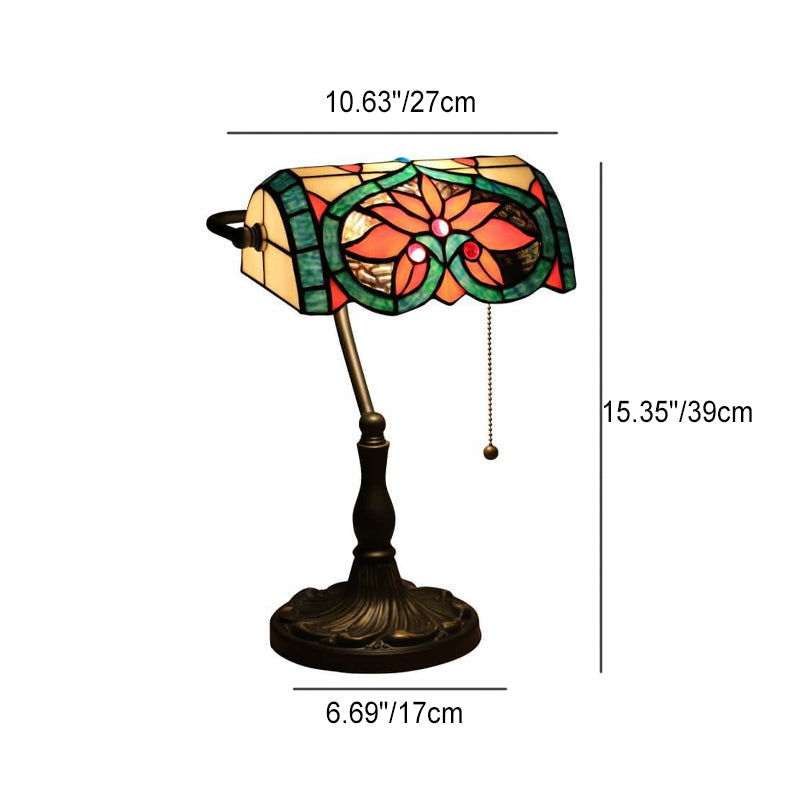 Floral Peach Heart Stained Table Lamp