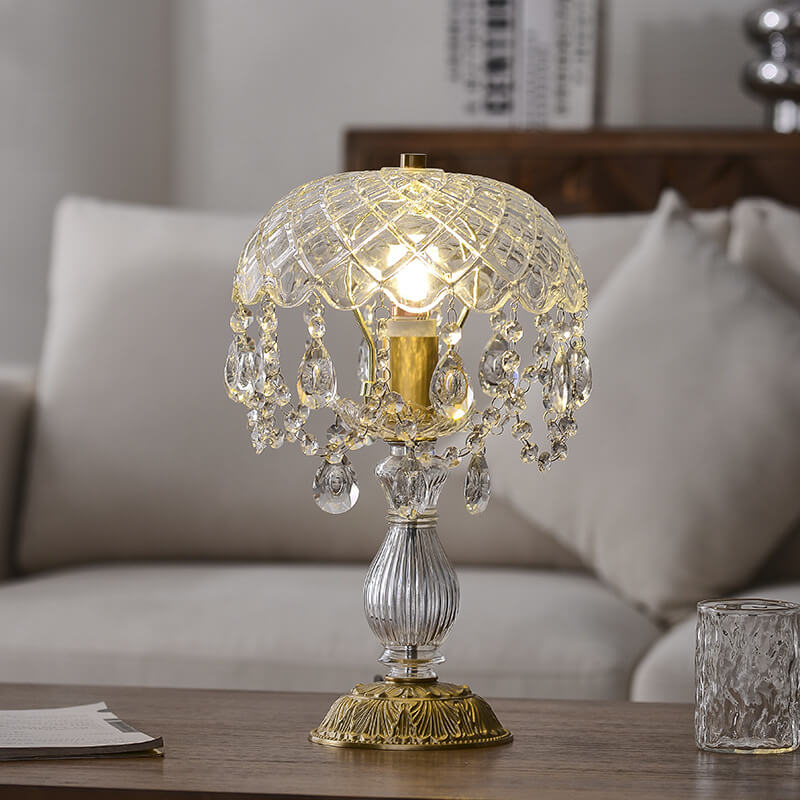 Clear Crystal Round Tassel Table Lamp