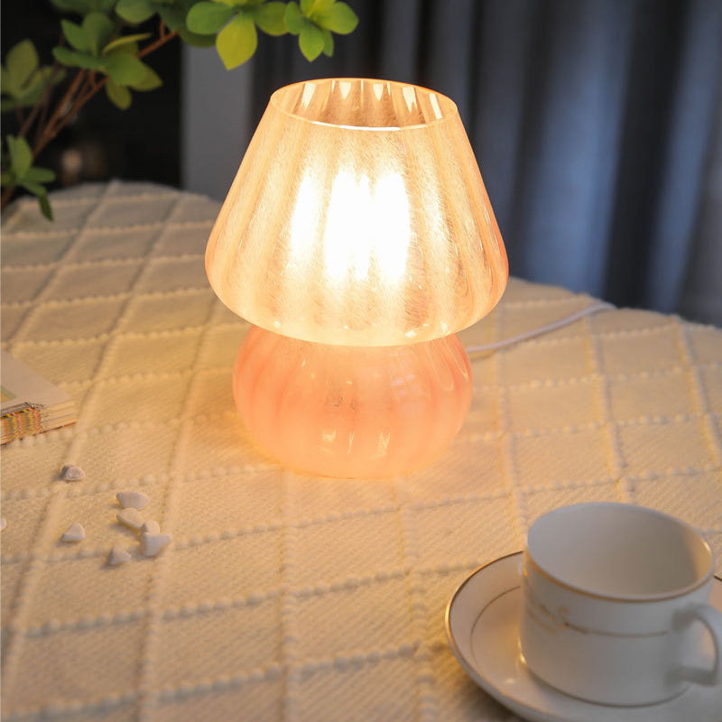 Glass Mushroom Bedroom Table Lamp