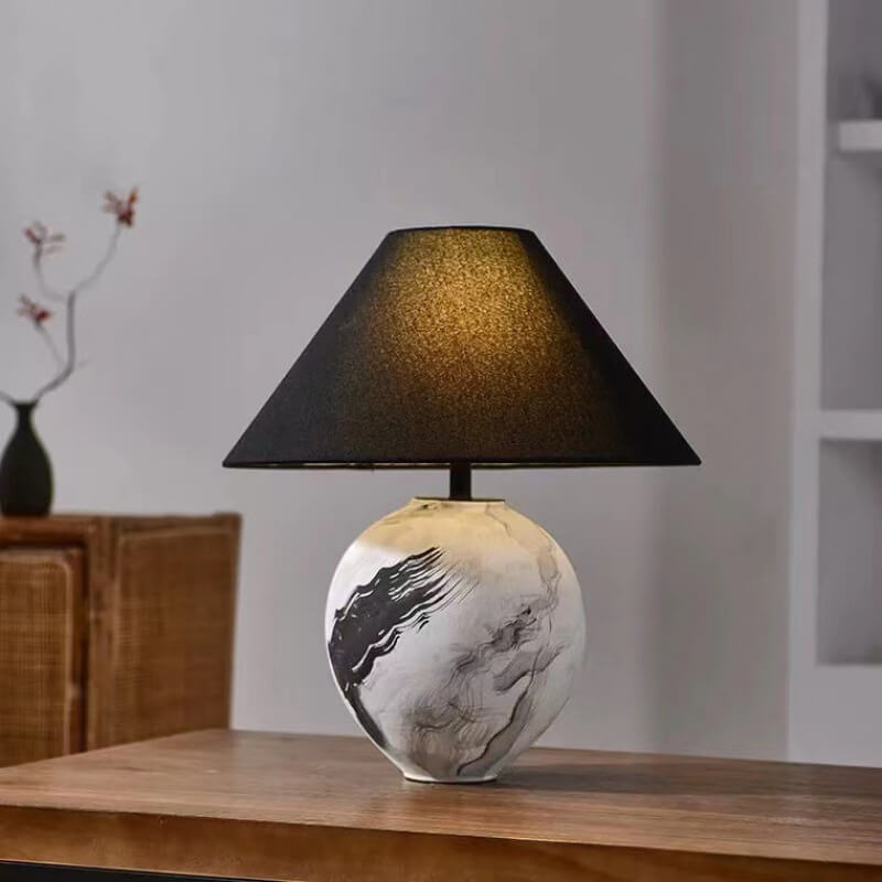 Ink Painting Decorative Ceramic Table Lamp