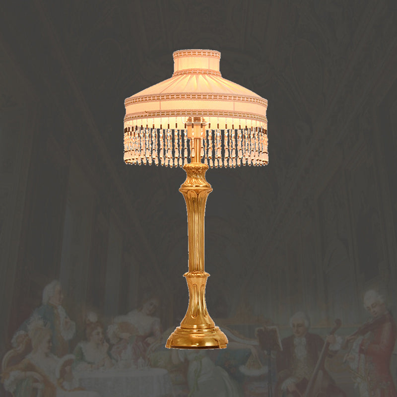 Fabric Round Brass Home Table Lamp