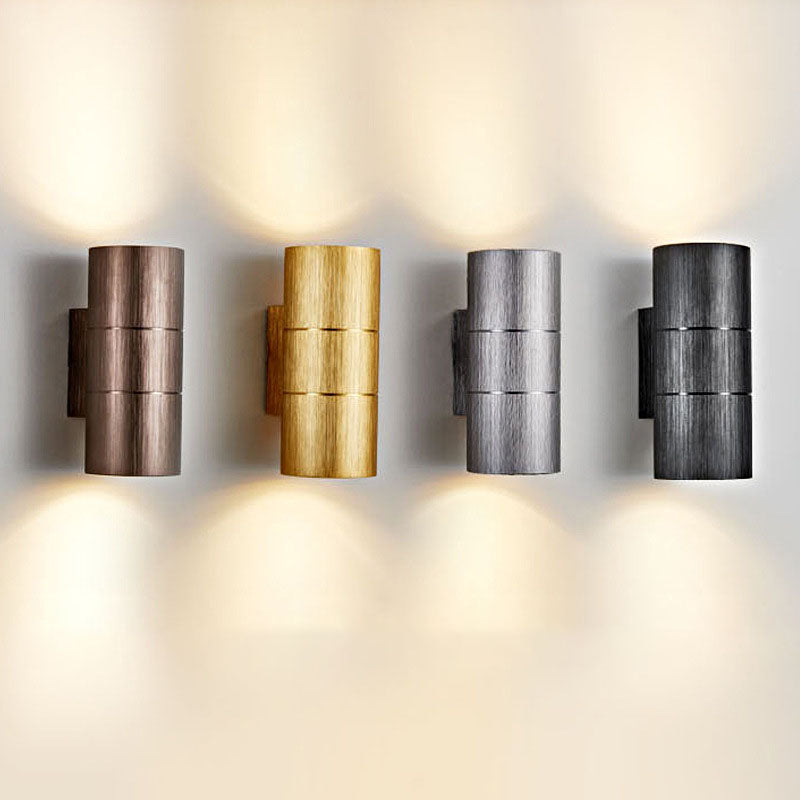 Cylindrical Brushed Aluminum Wall Lamp