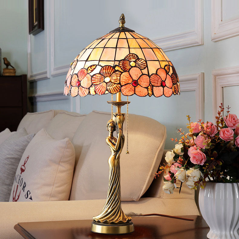 Copper Goddess Statue Shell 2-Light Table Lamp