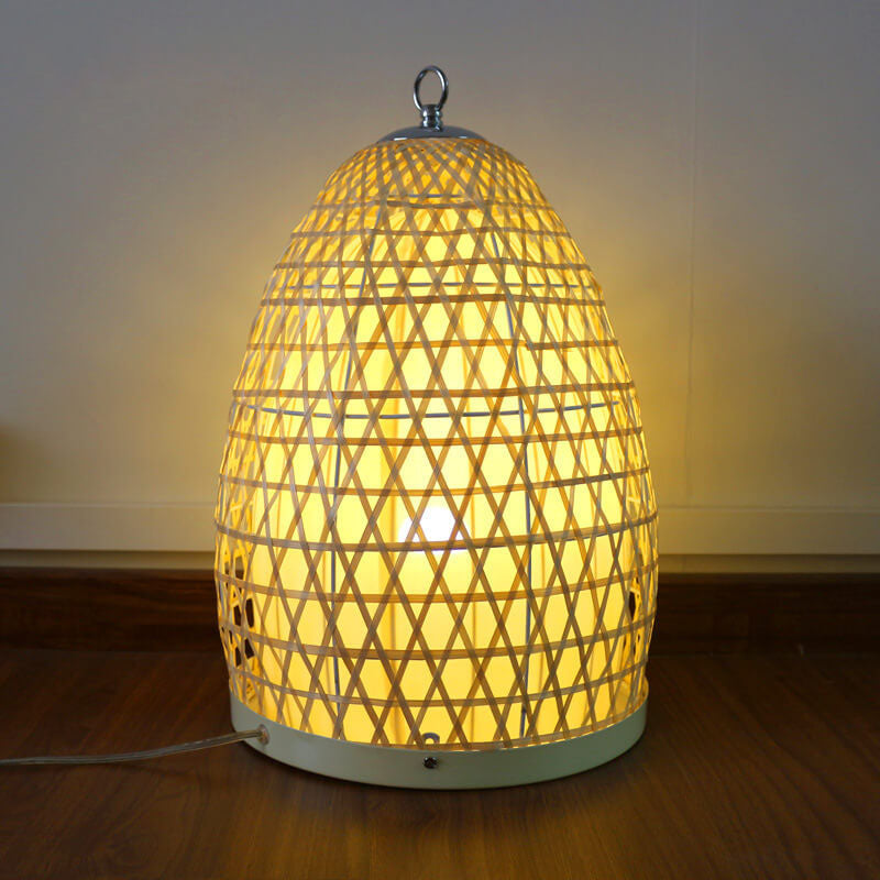 Bamboo Weaving Parchment Oval Floor Lamp