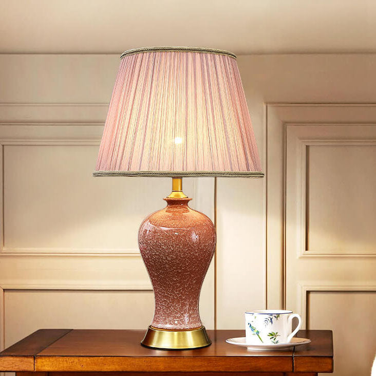 Fabric Ceramic Vase Home Table Lamp