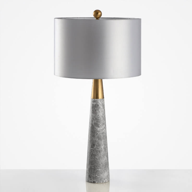 Fabric Lampshade Gray Marble Table Lamp