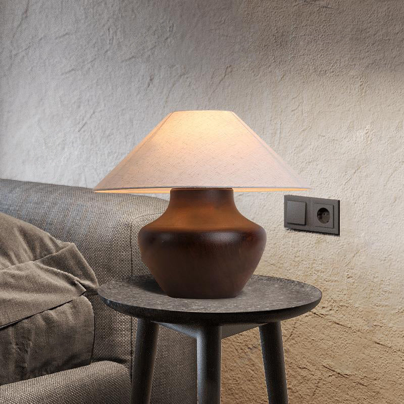 Round Jar Ceramic Fabric Table Lamp