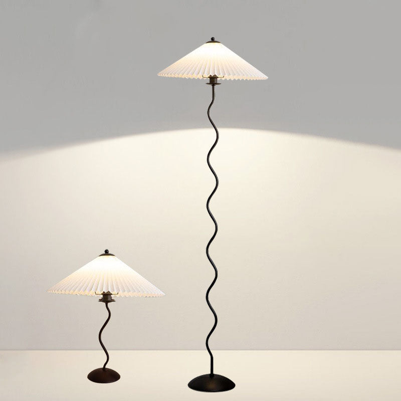 Vintage Fabric Pleated Shade Floor Lamp