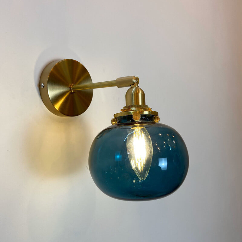 Round Ball Glass Brass Wall Lamp