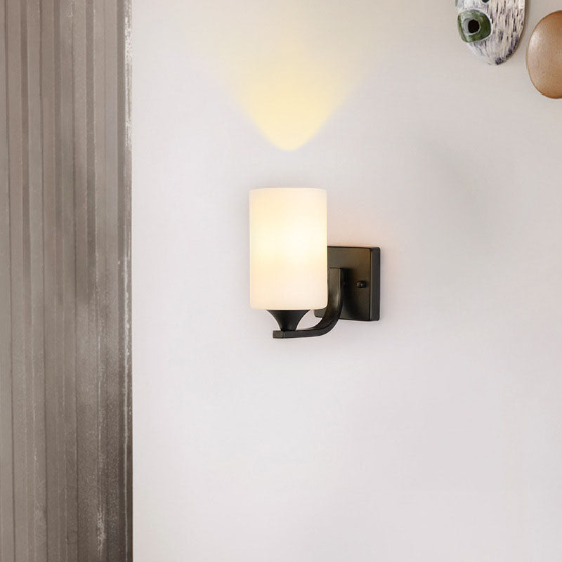 Cylinder Iron Glass 1/2 Wall Lamp