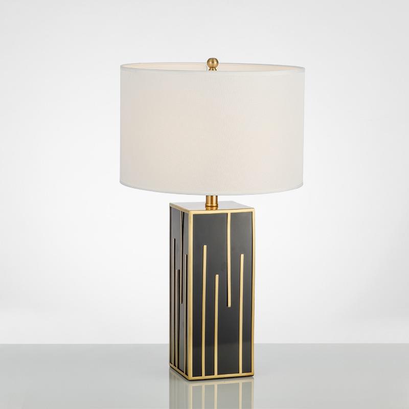 Fabric Drum Square Column Table Lamp
