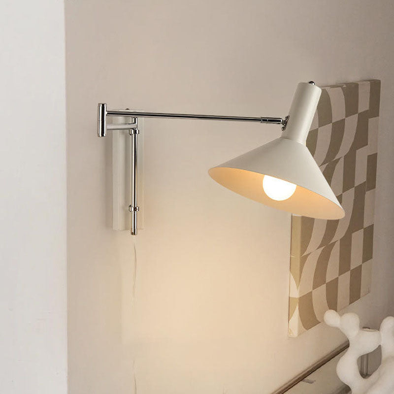 Round Tapered Iron Retractable Wall Lamp