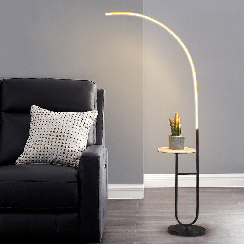 Arc Aluminum Strip Marble Floor Lamp