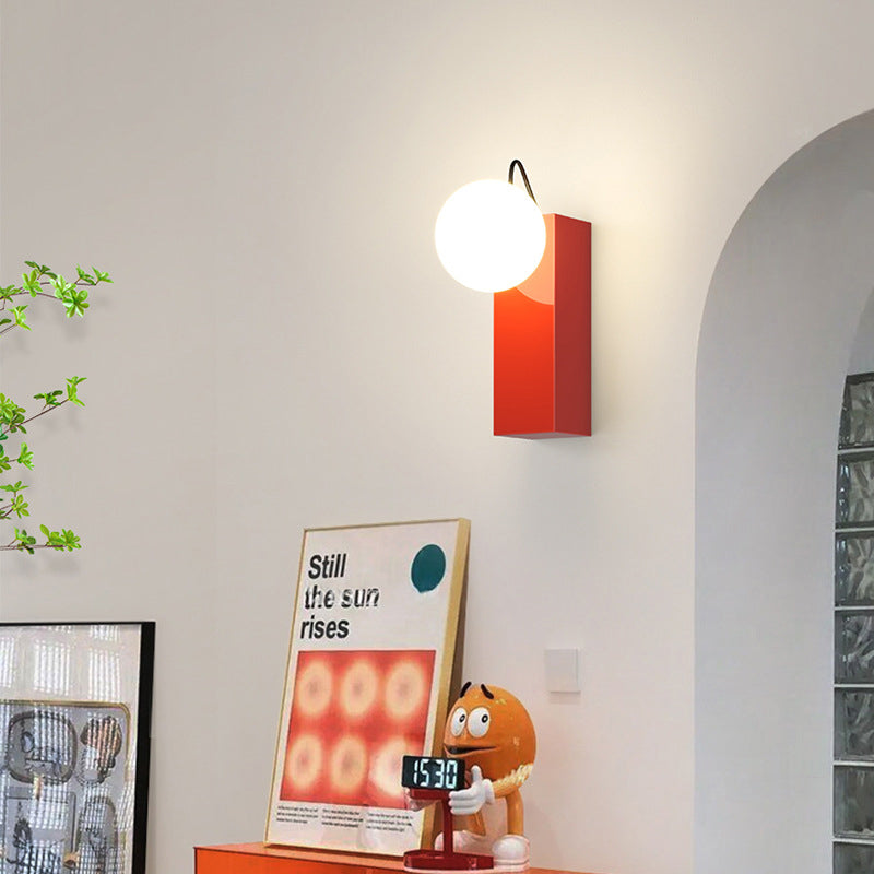 Cream Iron Cuboid Displaceable Wall Lamp