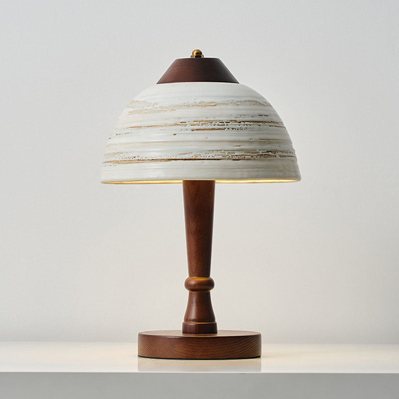 Ceramic Bowl Shape Wood Table Lamp