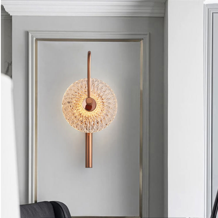 Textured Glass Round Curved Wall Lamp