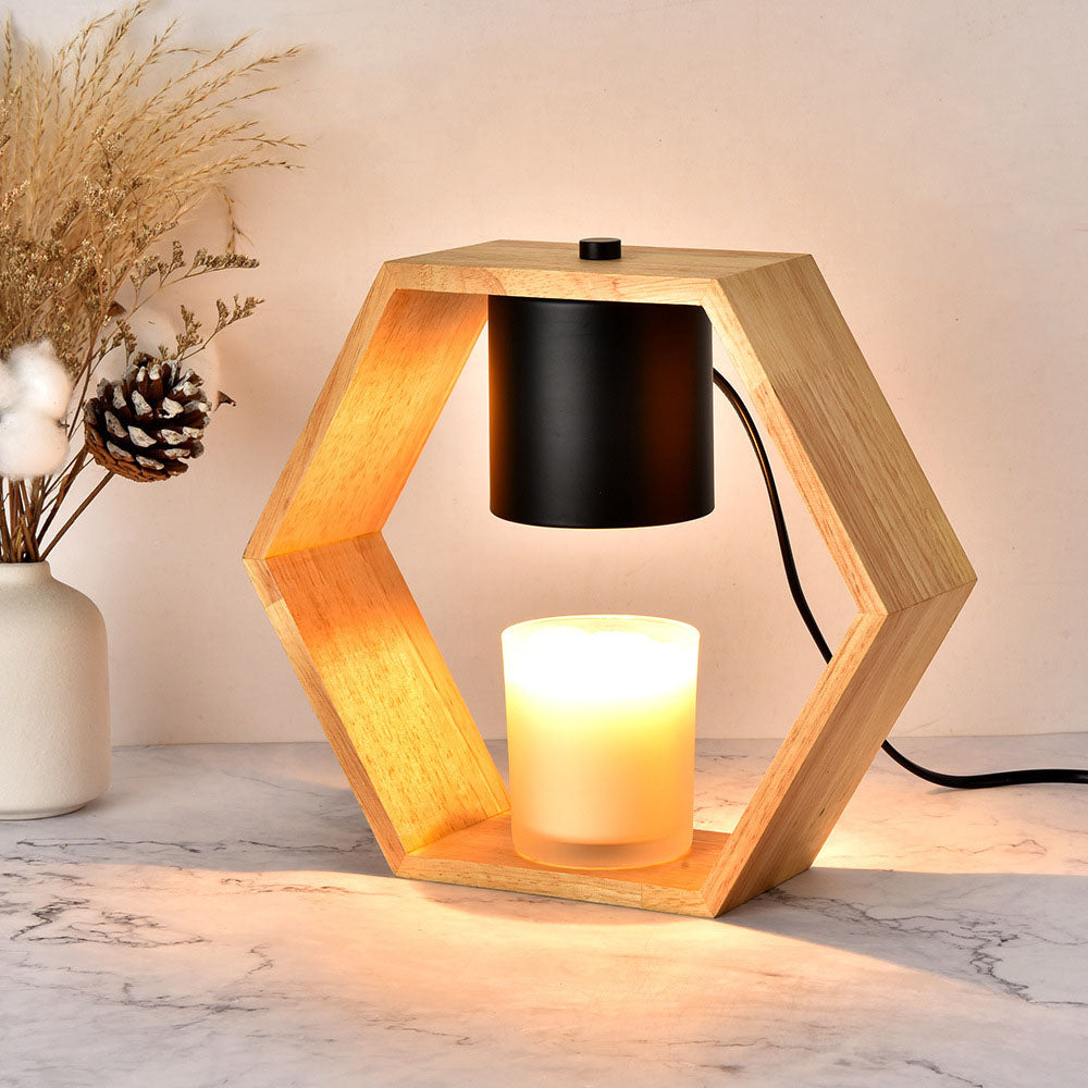 Hexagonal Metal Wood Aromatherapy Table Lamp