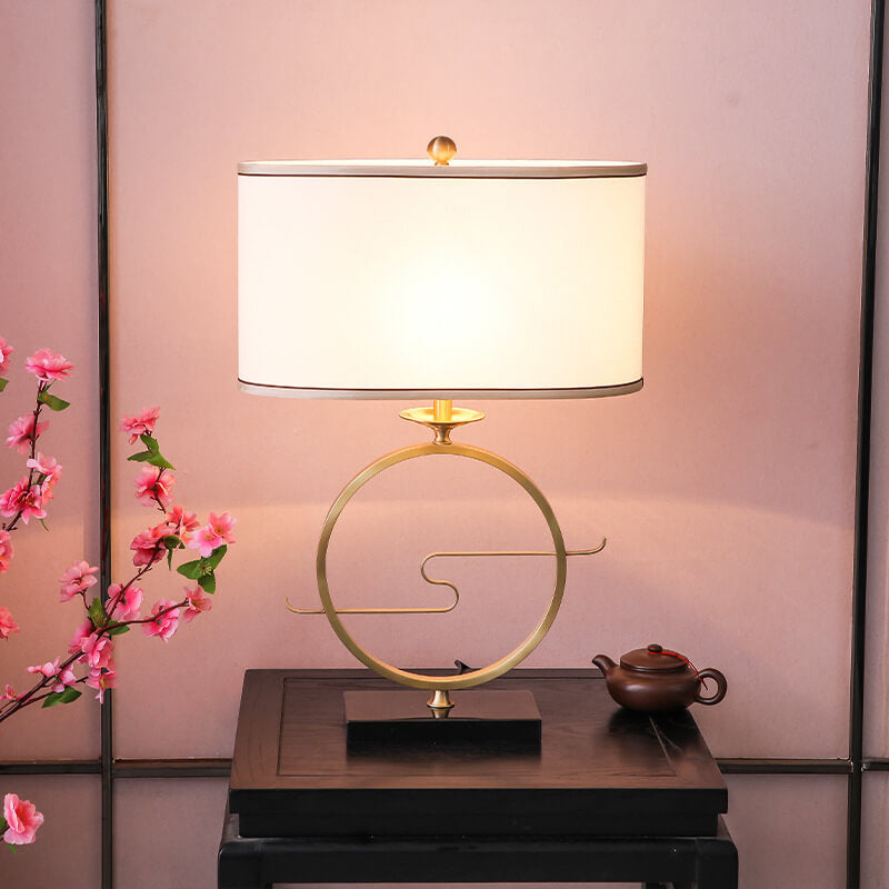 Brass Ring Fabric Table Lamp