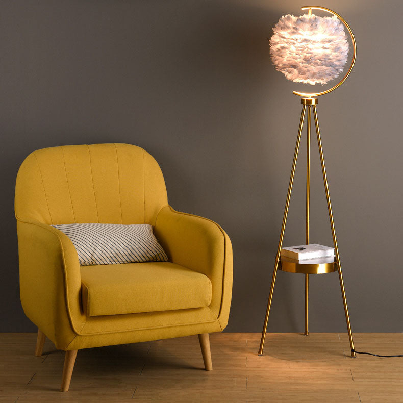 Iron Feather Tripod Bedroom Floor Lamp