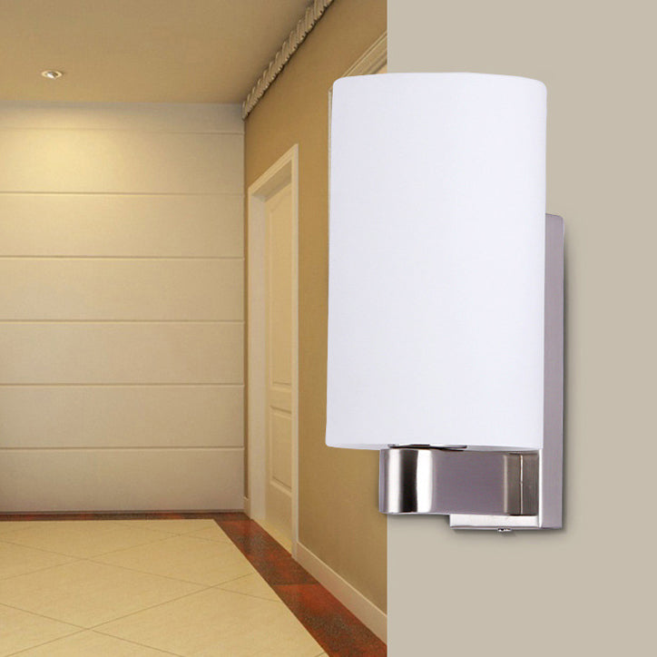 Iron Glass Cylinder Hallway Wall Lamp