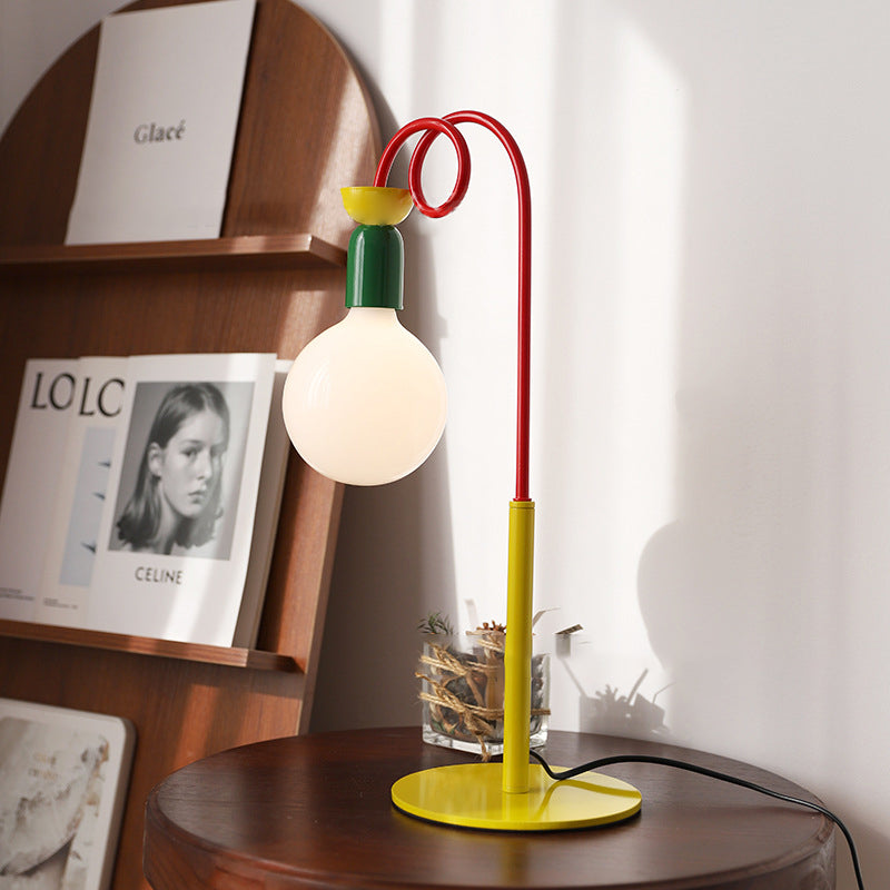 Curved Pole Round Ball Table Lamp