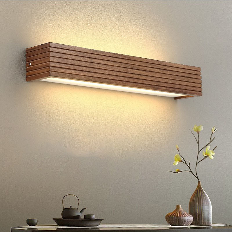 Striped Wood Cuboid Vanity Wall Lamp