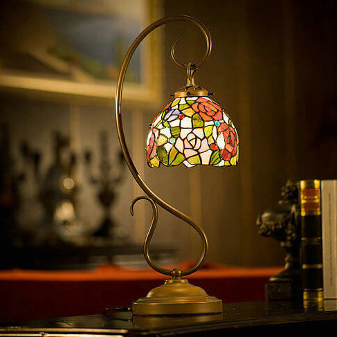 Rose Lantern Stained Glass Table Lamp