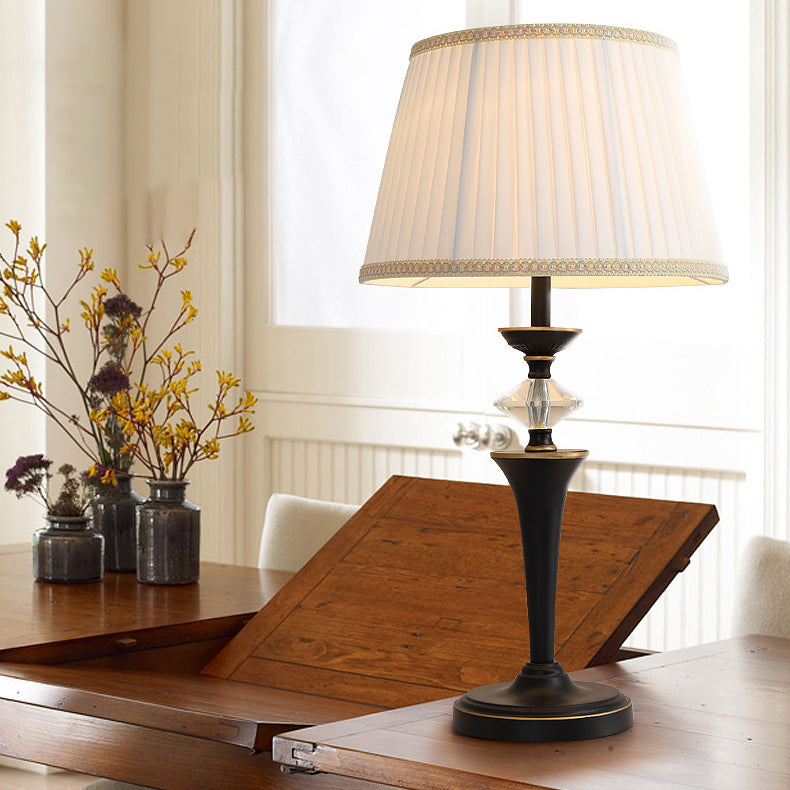 Pleated Fabric Iron Bedroom Table Lamp