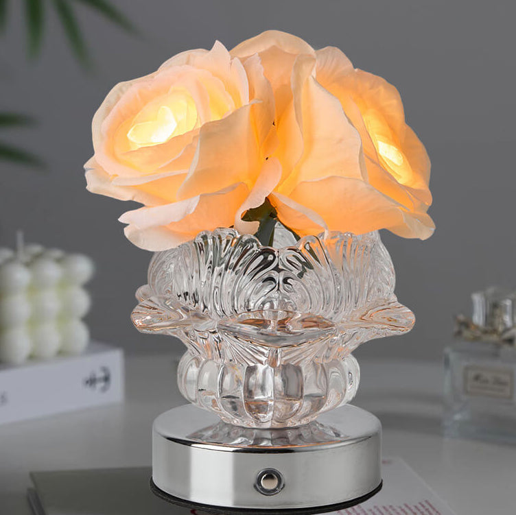 Decorative Rose Metal Glass Table Lamp