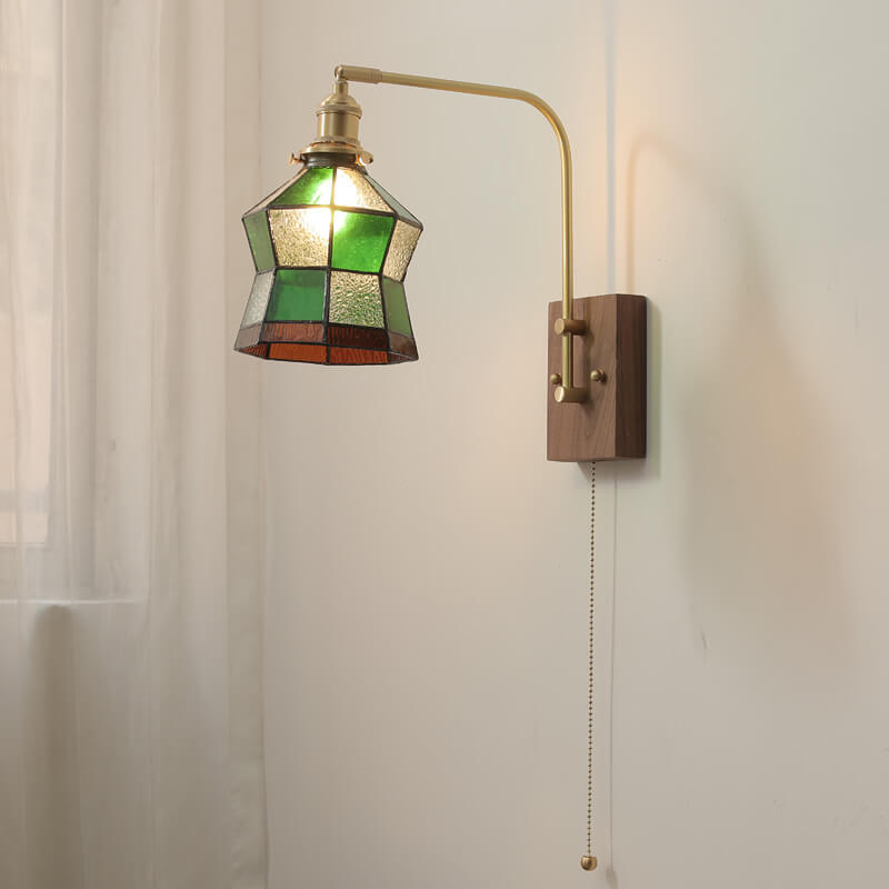 Green Mosaic Glass Cone Wall Lamp