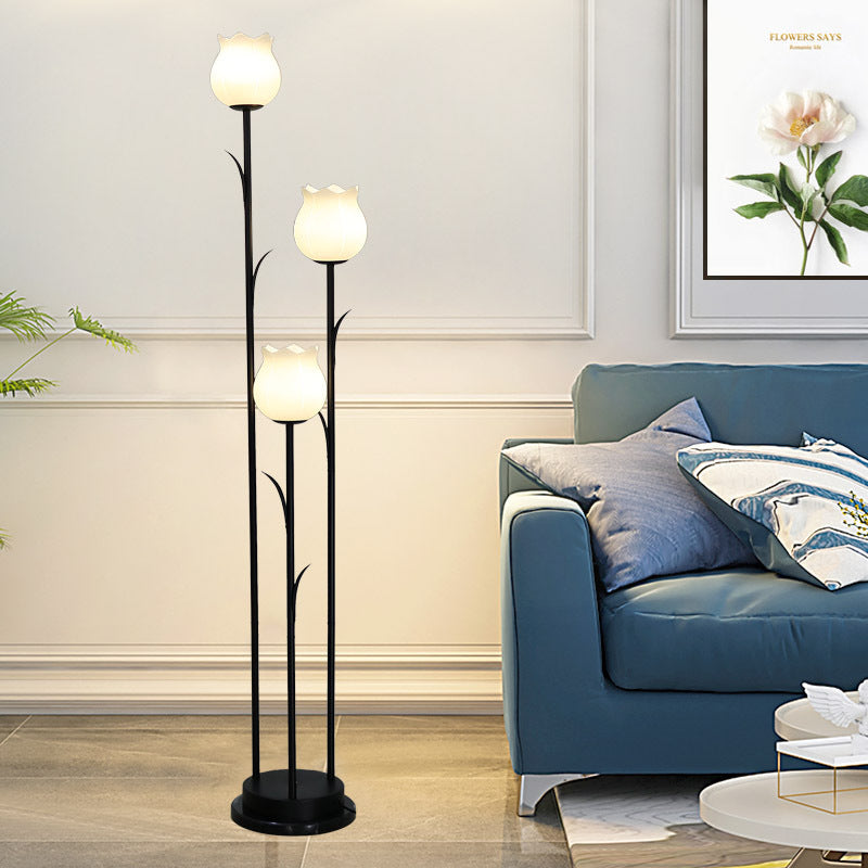 Contemporary Scandinavian Cylinder Flower 3-Light Floor
