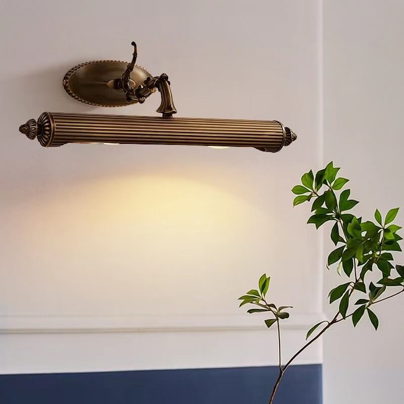 Antique Copper Cylindrical Mirror 2-Light Wall Lamp