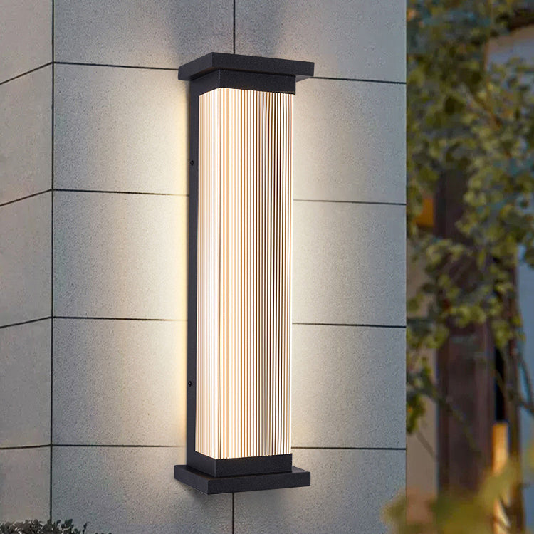 Striped Rectangle Stainless Steel Outdoor Light