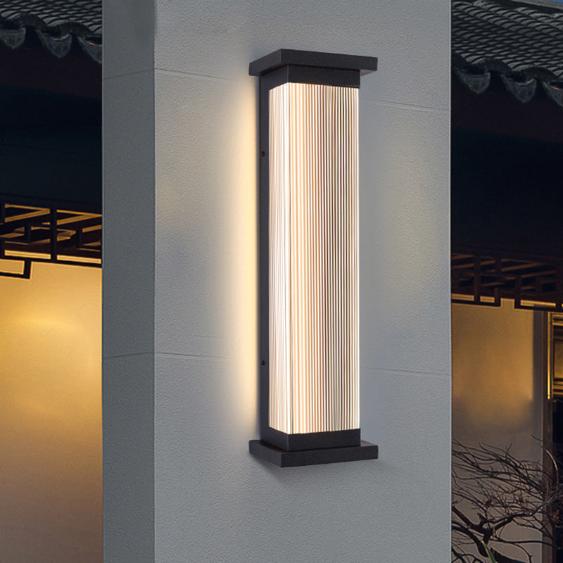 Striped Rectangle Stainless Steel Outdoor Light