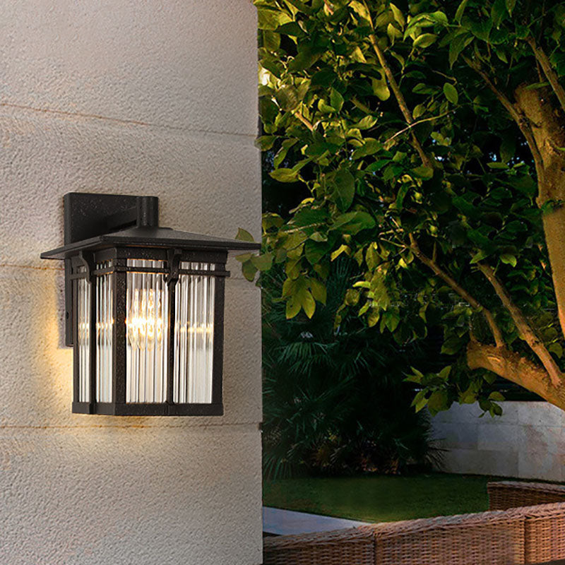 Aluminum Rectangular Frame Ribbed Outdoor Light