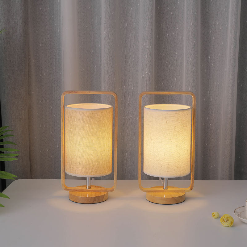 Wood Cloth Portable Night Table Lamp