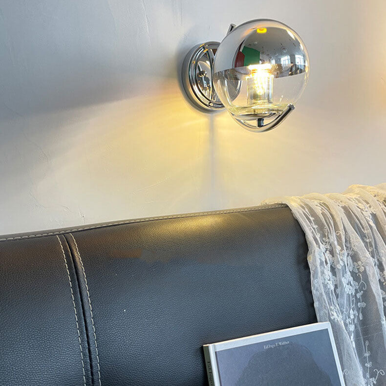 Chrome Glass Globe Wall Lamp