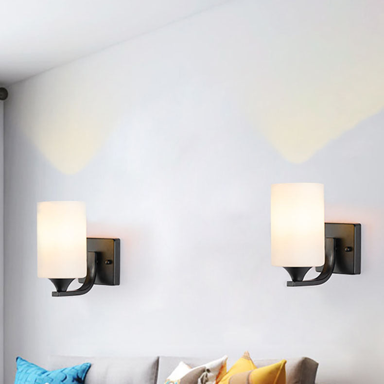 Cylinder Iron Glass 1/2 Wall Lamp