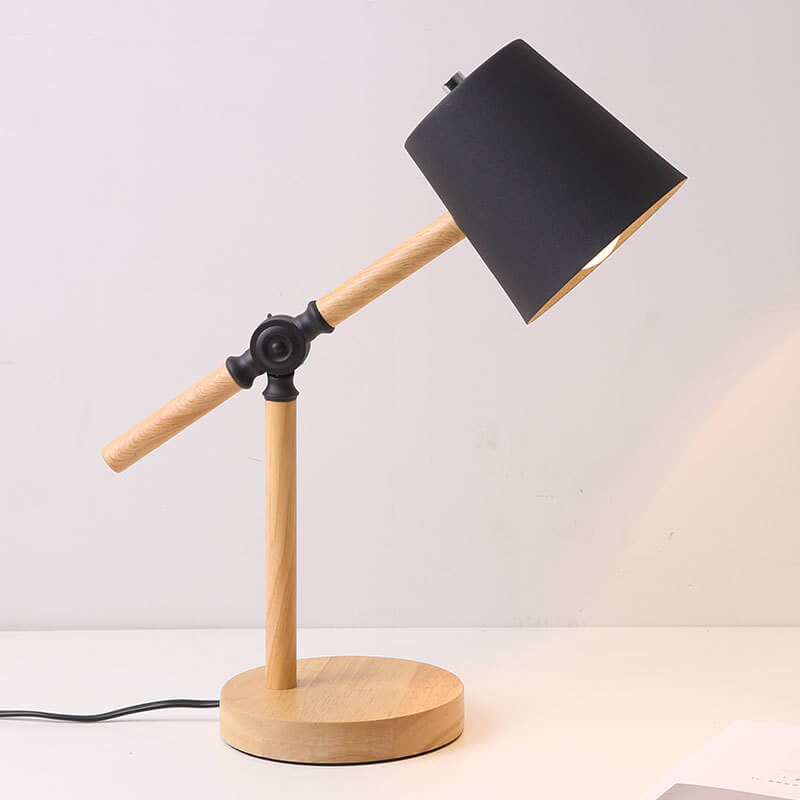 Macaron Iron Cylinder Wooden Table Lamp