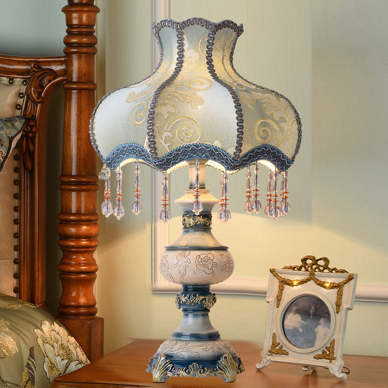 Carved Vase Fabric Resin Table Lamp