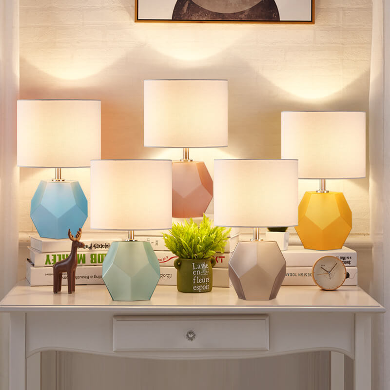 Drum Fabric Rhombus Ball Table Lamp