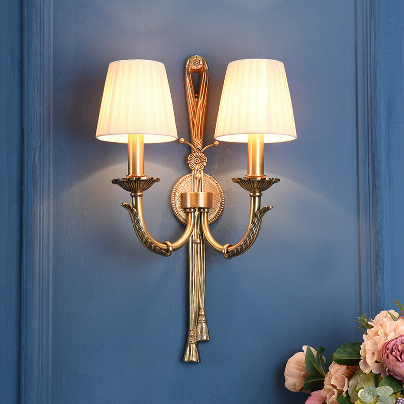 Floral Round Candle Holder 2-Light Wall Lamp
