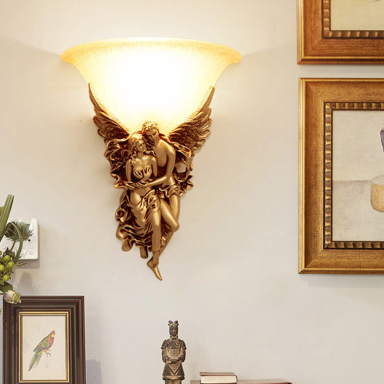 Angel Resin Design Glass Wall Lamp