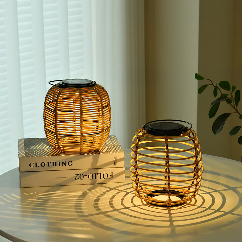 Rattan Weaving Cylinder Garden Outdoor Light