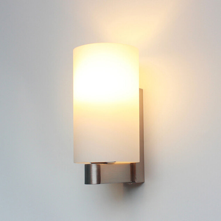 Iron Glass Cylinder Hallway Wall Lamp