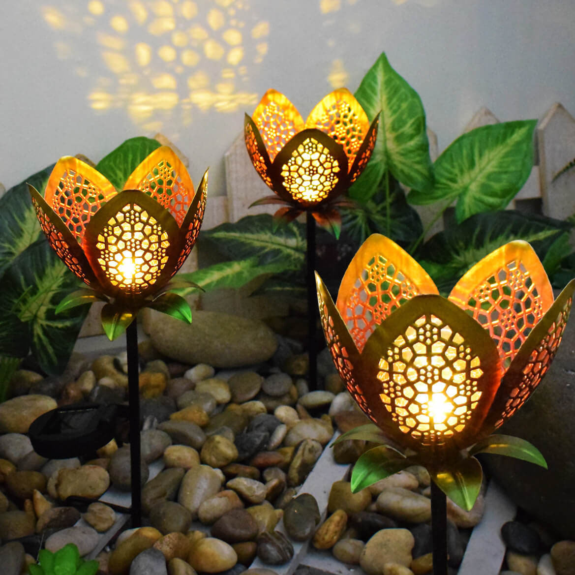 Wrought-Iron Hollow Petals Ground Outdoor Light
