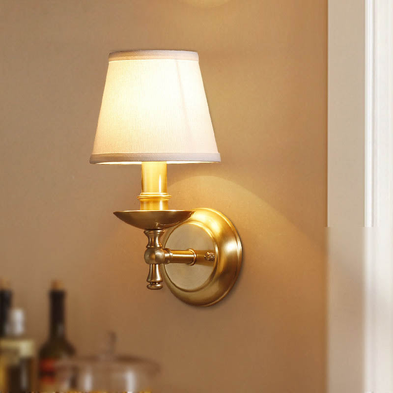 Trapezoidal Candelabra Copper Fabric Wall Lamp